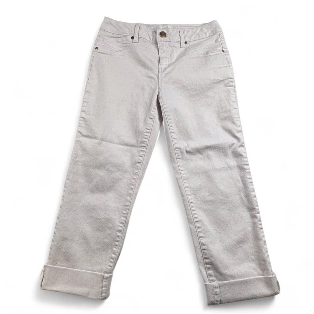 1882 Women’s White Capri Jeans Size 6 Straight Leg High Rise Relaxed Fit Denim
